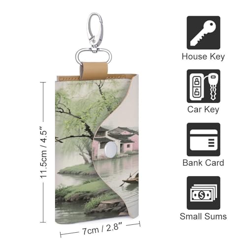 Leather Keychain Spring Orioles on The Willow Bank Keychain Keychains Key Chain with 6 Hooks Can Be Used As A Credit Card Holder Coin Purse Key Bag2