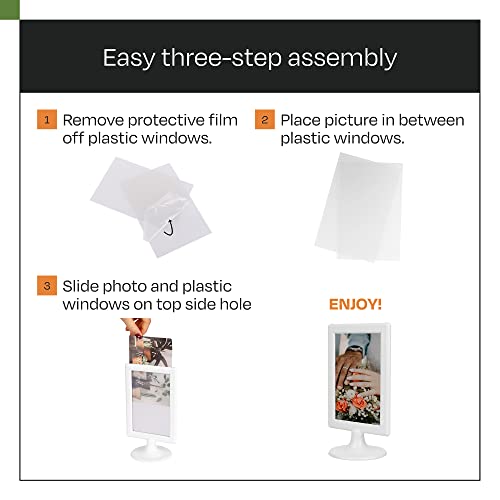 Alben Double Sided Standing Picture Frames - (White, 10 Count) 4X6 Inch Pedestal Photo Frame With Inserts And Base - 2 Sided Frame For Vertical Display #TOP6