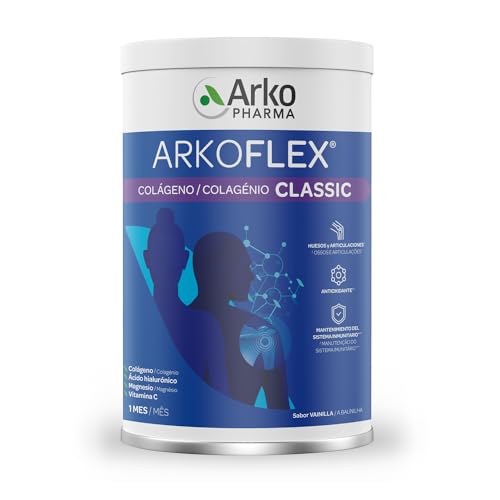 Arkopharma Arkoflex Colágeno Classic Vainilla, Bote 360 gr, Buen Funcionamiento de Huesos, Cartílagos y Piel, Ácido Hialurónico, Magnesio y Vitamina C, 30 Porciones