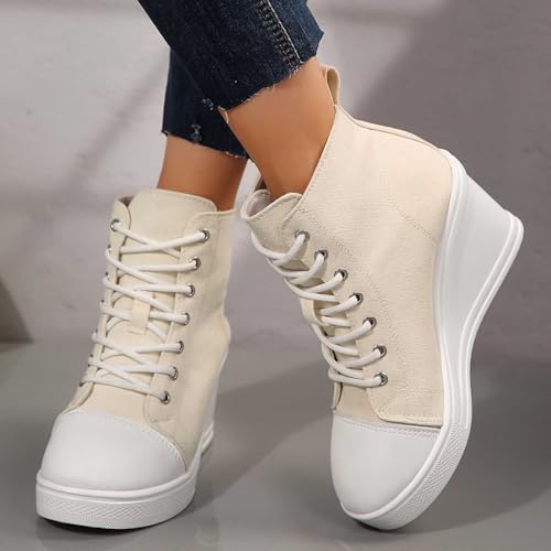 Women's Casual Platform Sneakers Comfortable Lace Up Walking Shoes Fashion Thick Sole Slip On Footwear for Spring3