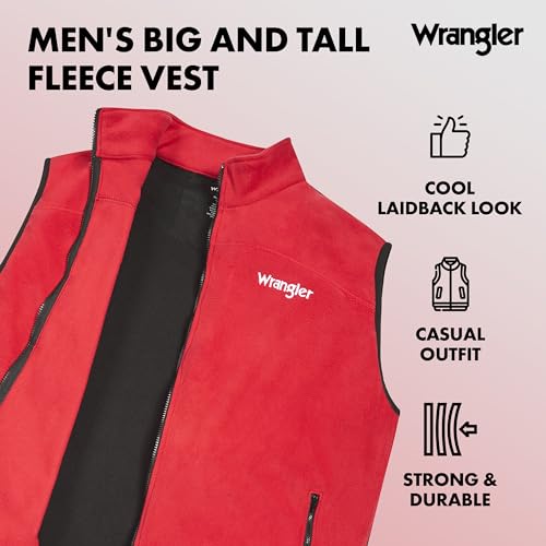 Wrangler Men's Big and Tall Polar Fleece Zip Up Sleeveless Vest3