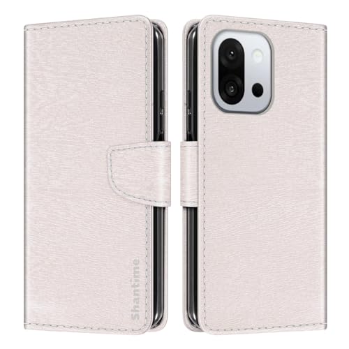 Shantime ���U�[���z�P�[�X OnePlus 15T 5G �Ƃ̌݊������� �J���t���蒠�^ �J�[�h���[ �}�O�l�b�g�� �S�ʕی�V�F��(�z���C�g)