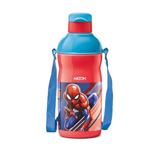 Image of Milton Marvel Kool Elite 400 Insulated Water Bottle for School Kids I Food Grade, Leak Proof Flip Top Lid, Easy to Carry Loop, Insulated Thermo Sipper Bottle for Kids, 426 ml, Red (Spider - Man print)