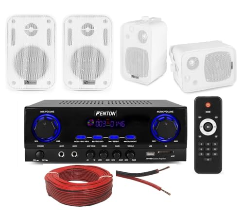 Kit Audio Power Dynamics Filodiffusione Con Bluetooth, USB, Radio FM E 4 Casse Da Incasso