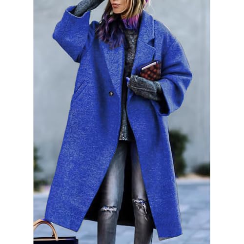 Women's Trench Coat Trendy Lapel Long Jacket Overcoat Woolen Outwear Solid Color Windbreaker2