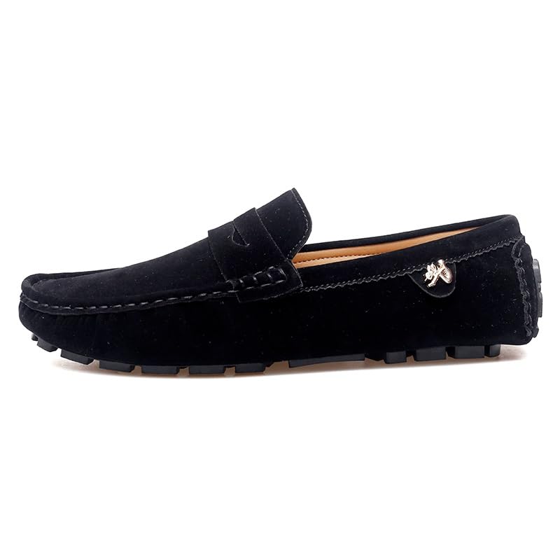 Mocasines de ante con punta redonda para hombre: calzado plano, ligero y de moda 4