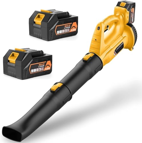 Cordless Leaf Blower with 6 Adjustable Wind Speed Electric Battery Powered Handheld Blower with 2 x Batteries and Charger - Lightweight for Lawn Care Yard Patio Leaves & Dust Cleaning