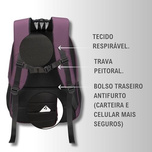 GMTA Mochila Bolsa Masculina Feminina Notebook Executiva Anti Furto Resistente à Água Escolar Faculd