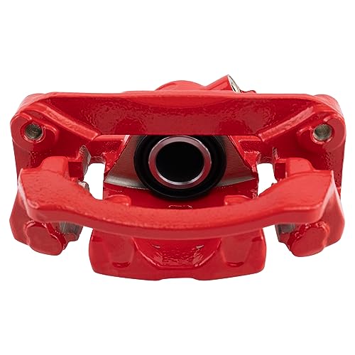 Image of TRQ Rear Left Brake Caliper w /Bracket Performance Red Drivers Side | For 2009-2013 Subaru Forester 2008-2014 Impreza 2015-2019 WRX