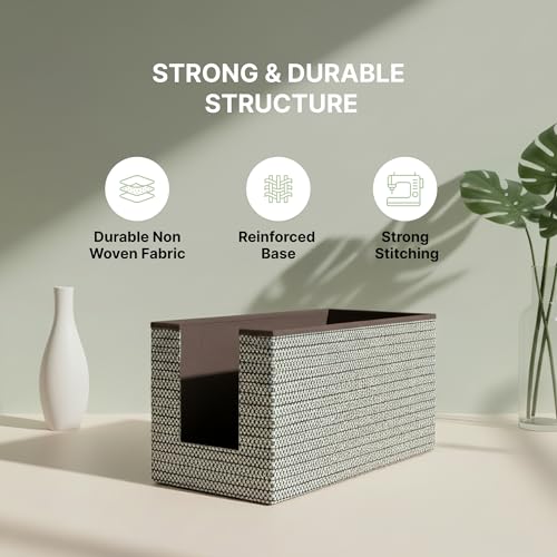 Image of DALUCI Shirt Stacker & Clothes Organizer for Wardrobe | Non-Woven Foldable Storage Box for Cupboard, Closet & Bedroom | Strong Collapsible Fabric Organizer | 40x25x24 cm - Pack of 4 (Brown)
