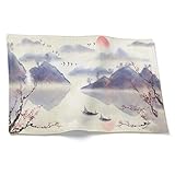 CEVAN Manteles Individuales Lino Modernos Tapete Mesa Camilla Pintura Paisaje Estilo Chino Juego de 1, Algodon Absorbente Cocina 21x32cm