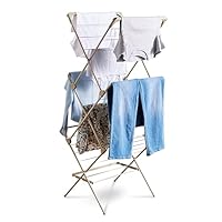 Tower 3 Tier Concertina Clothes Airer, Foldable Indoor & Outdoor Laundry Drying Rack with 26 Rods, 4 Hanger Hooks & Shoe Rack, 19m Drying Space, Easy Close Collapsible Design, Latte