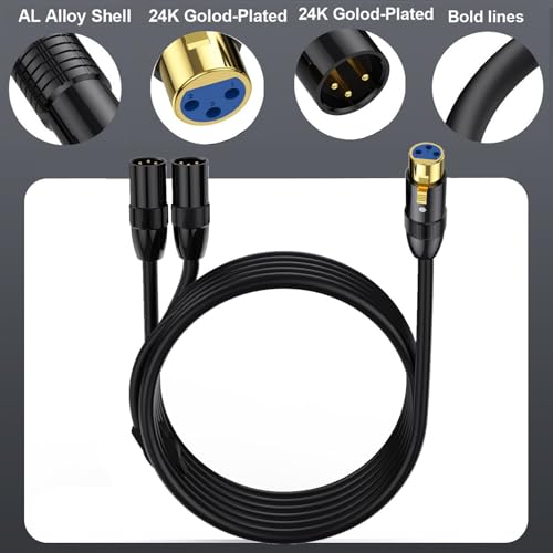 LOKEKE XLR 0,5 M XLR Buchse auf Dual XLR Stecker Symmetrisches Mikrofonverteilerkabel Audio Mikrofonkabel Adapter Soundkarte, Camcorder & Mehr