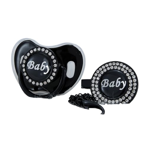 Black Bling Customs Baby Pacifiers with Name Cute and Fashion Customs Dummy Luxurious Binky BPA Fee Neborn Gift