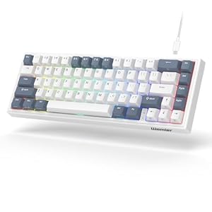 V-K66 60% Percent Keyboard, Mechanical Gaming Keyboard Gasket Mounted, Hot-swappable Keyboard Wired LED Backlit Creamy Keyboard with Arrow Keys – White and Grey