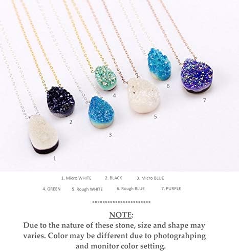 HotMixCold Druzy Necklace, Gold Drusy Necklace, Layering Necklace, Silver Statement Necklace, Long Boho Necklace Jewelry, Long Necklace with Pendant - Image 3