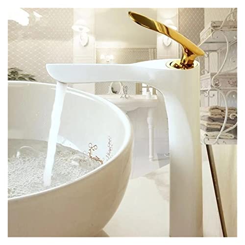 Robinet de lavabo doré anti-éclaboussures avec mitigeur moderne sur pont - 4