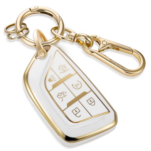 Coverforkey Key Fob Cover for Cadillac Soft TPU Case with Metal Keychain