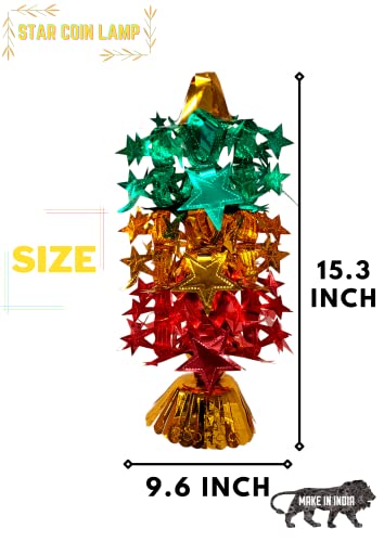 Image of Classic Metallic Folding Paper Hanging Lamps Chandeliers Garland (Multicolor) (Star Coin Lamp, 6 Pieces)