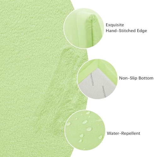 Image of Huloo Sleep Baby Play Mat for Floor,1.3 inchThick Elasti-Foam 50x50 Playpen Mat for Toddlers Infant kids,Water-Repellent Soft Velvet for Tummy Time,Non-Slip Backing for Crawling,Tatami Style(Light Green)