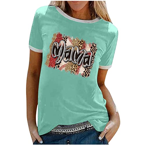 Tuianres Women Casual T-Shirts Graphic Tees Fashion Leopard Print Shirt Short Sleeve Round Neck Loose Summer Tee Blouse Top #TOP10