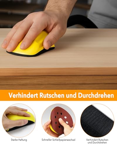 Manueller Schleifklotz 5 Stück: 6 Zoll Handschleifer Schleifblock Schleifklotz Handschleifblock Set für Schleifscheiben Handschleifer Zum Polieren und Feinschleifen von Holz