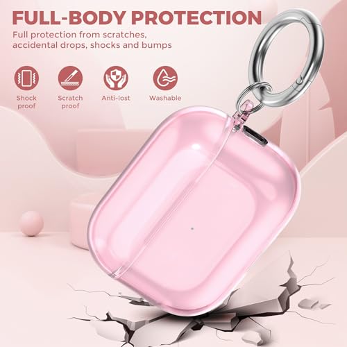 Image of OTOPO for Airpods Pro 3 Case Clear with Cleaning Kit 2025, Soft TPU Transparent Apple AirPods Pro 3rd Generation Protective Cover Skin Women Men for iPod Pro3 Case -Clear Pink