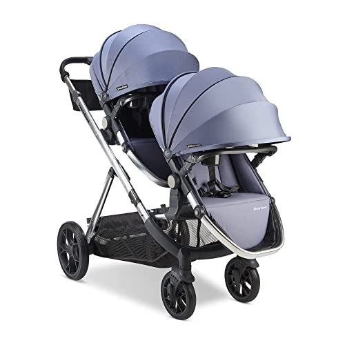 Image of Joovy Qool Double Bundle Double Stroller with Reconfigurable Seats, Magnetic Safety Harness with Padding, UPF 50 Sun Canopy, and Large Storage Basket, Slate
