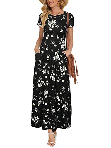 Image of ZABERRY Women's 2024 Short Sleeve Round Neck Casual Summer Flowy Maxi Spring Dresses with Pockets