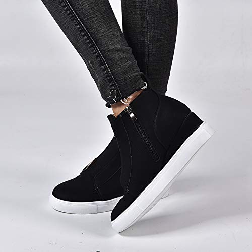 ZBYY Women's Platform Wedge Sneakers,Fashion Summer Hidden Ankle Heel Platform Wedge Booties Hidden with Side Zipper3