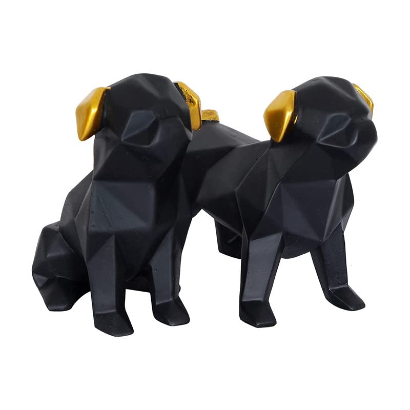 Paire de chiens noirs Mignon Western Eiderdown déco en polystone - 4