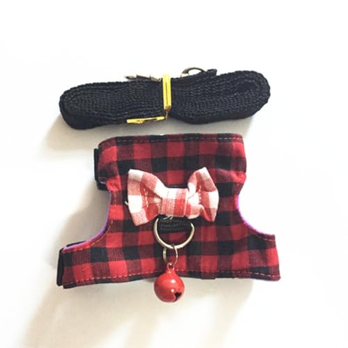 Brfveob 小動物用 ハーネス リード ハムスター用 りぼん付き ベストハーネス 牽引ロープ ベル付き マジックテープ 胸あて式 胴輪 外れにくい 装着簡単 調整可能 通気性 柔らかい 夏 豚 リス 針鼠 子猫 子犬 ハムスター フェレット モルモット