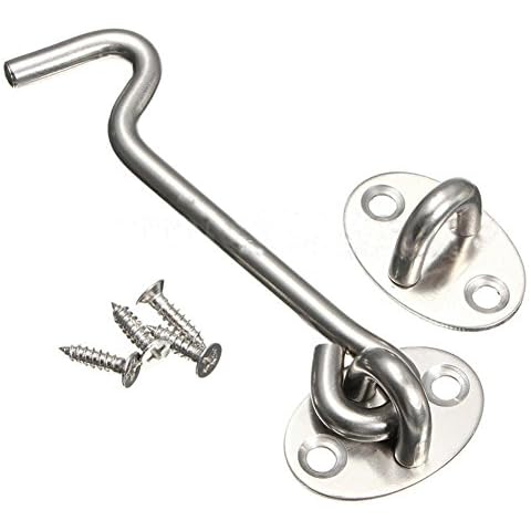 Galvanised Steel Cabin Hook & Eye Latch Lock Shed-Gate Door Catch Silent Holder(95mm) Cover