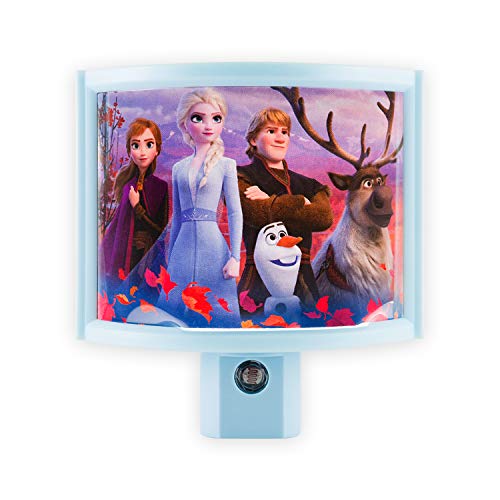 Disney Frozen Wrap Shade LED Night Light, Plug-in, Dusk to Dawn, Girls Bedroom Decor, UL-Listed, Ideal for Nursery, Bathroom, 46276