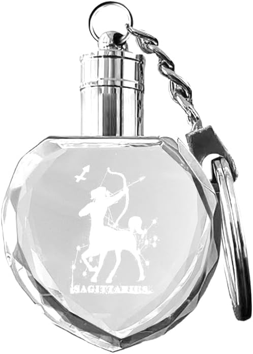 LOVE FANG 3D Crystal Keychains Zodiac Constellations Crystal Pendant Key Chain Good Luck Charm Key Ring - Sagittarius