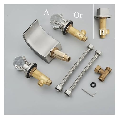 Robinet mitigeur à bec cascade large et double commande en cristal - 8