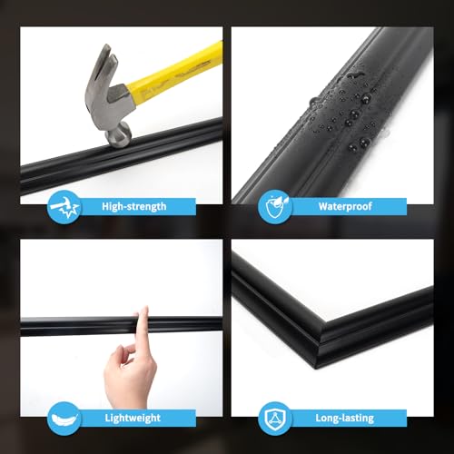 Image of Art3d Pre-Cut Wall Molding Set of 6 pcs, 3 Top 3 Bottom, Black