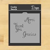 Merci, Thank You and Gracias Cookie and Craft Stencil | Phrase Word Reusable Cake and Cookie Template Stencil, Decoration Stencil, Paint and Scrapbooking Stencil | CM098 by Designer Stencils