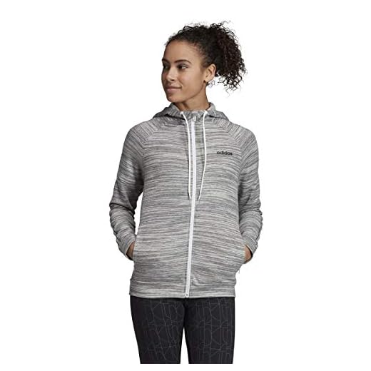adidas Xpressive huvtröja med huva i full dragkedja, Medium grå ljung/svart, XS