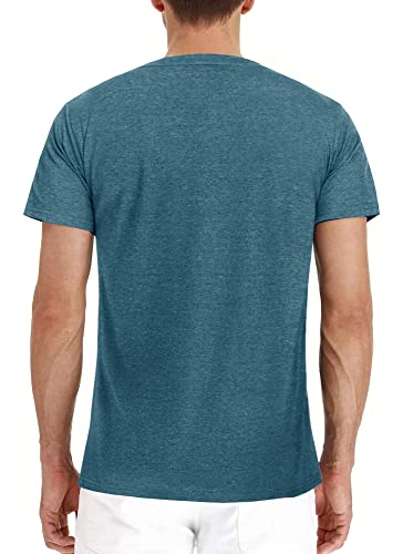 Uposiut Mens Henley Shirts Long/Short Sleeve T Shirt Fashion Casual Basic Plain Cotton Tee Shirts Fba-00038-Blue-L #TOP1
