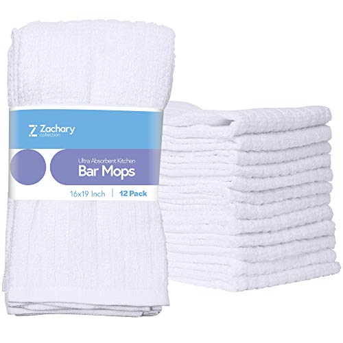Zachary Collection Cleaning Towels [12 Pack - 16" x 19"] Kitchen White Ultra