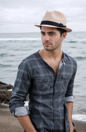 Image of 1920s Men Fedora Hat Cap for Men,Manhattan Hat for 1920s Mens Gatsby Costume Accessories