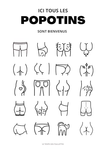 Le temps des paillettes Affiche Humour WC - Affiche Ici Tous les Culs Sont Permis - Format A4 Sans Cadre - Décoration Murale pour Toilettes