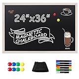 SELEAD Magnetic Chalk Board Signs - 24 x 36 inches Large Vintage White Framed Wall Decor Chalkboard Pizarra for Wedding Business Kitchen Restaurant