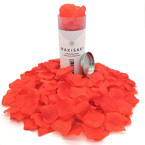 WAKISAKI Pétales de rose artificielles, désodorisées, prêtes à l'emploi, pour une demande en mariage, une fête romantique ou un événement 1000 Count Rouge passion Cover