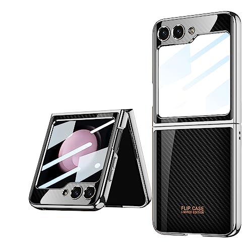 Coque Galaxy Z Flip 5 5G étui pliable ultra mince en verre 9H design fibre de carbone