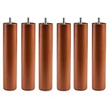 Miroytengo Patas de Madera Maciza para SOMIER o Base TAPIZADA con Rosca. Altura 25 cm con Sistema antiruido. (Redondas, Cerezo, 4)