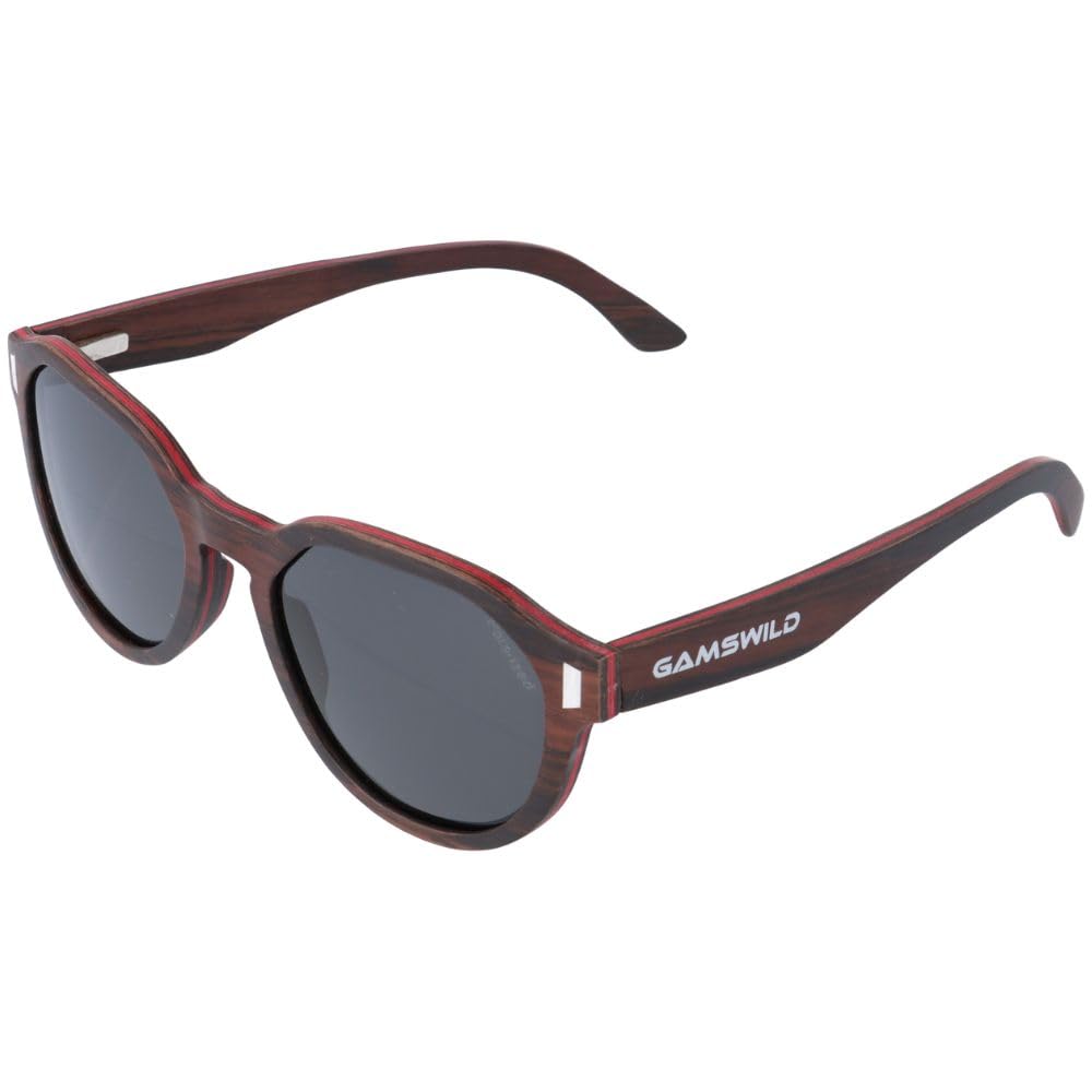 Gamswild Holzbrille WM0013 Sonnenbrille Panto Mode Brille Damen Herren | pink | braun | grau |