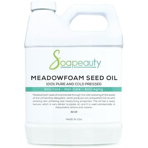 Soapeauty MEADOWFOAM SEED OIL Cold Pressed Unrefined | 100% Pure Natural Meadowfoam Seed Oil for Face & Hair | Moisturizer for Skin, Promotes Hair Growth, Balms | (32 OZ) Cover