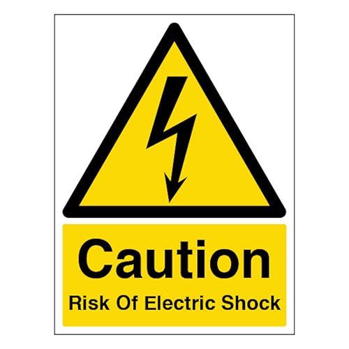 V Safety Caution Risk Of Electric Shock - Portrait 150 x 200mm - 1mm Rigid Plastic Safety Sign